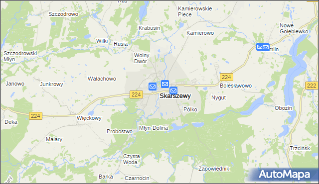 mapa Skarszewy powiat starogardzki, Skarszewy powiat starogardzki na mapie Targeo