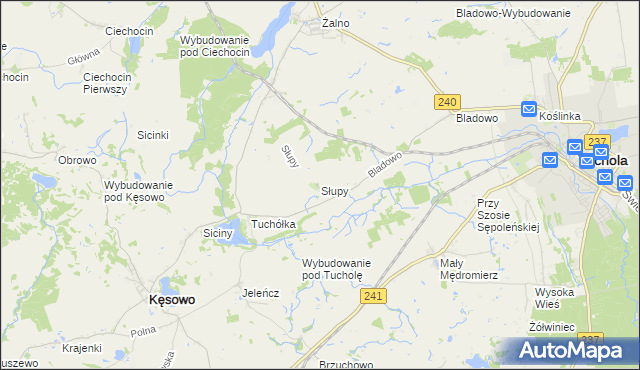 mapa Słupy gmina Tuchola, Słupy gmina Tuchola na mapie Targeo