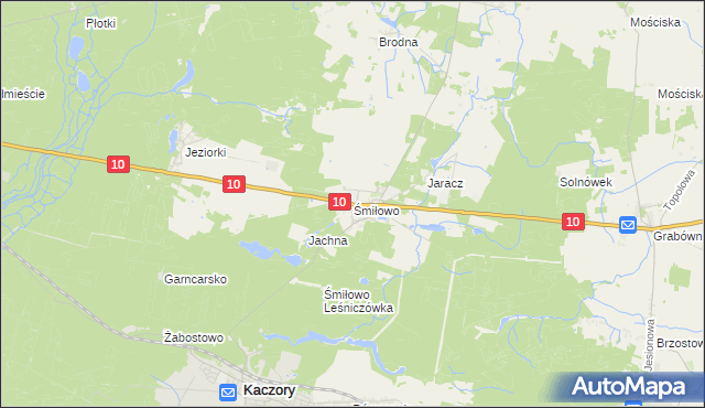 mapa Śmiłowo gmina Kaczory, Śmiłowo gmina Kaczory na mapie Targeo
