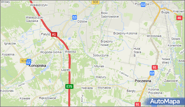 mapa Sobuczyna, Sobuczyna na mapie Targeo