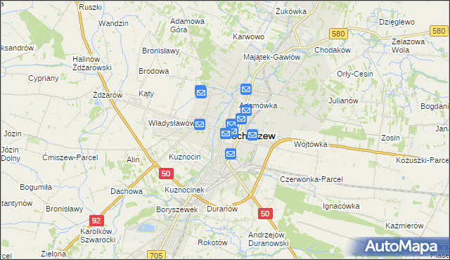 mapa Sochaczew, Sochaczew na mapie Targeo