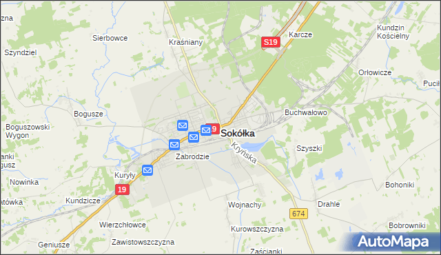 mapa Sokółka, Sokółka na mapie Targeo