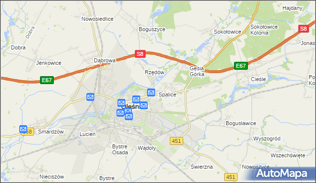 mapa Spalice, Spalice na mapie Targeo