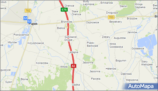 mapa Stare Piaski gmina Bielawy, Stare Piaski gmina Bielawy na mapie Targeo