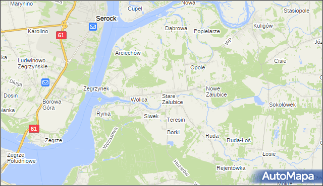 mapa Stare Załubice, Stare Załubice na mapie Targeo