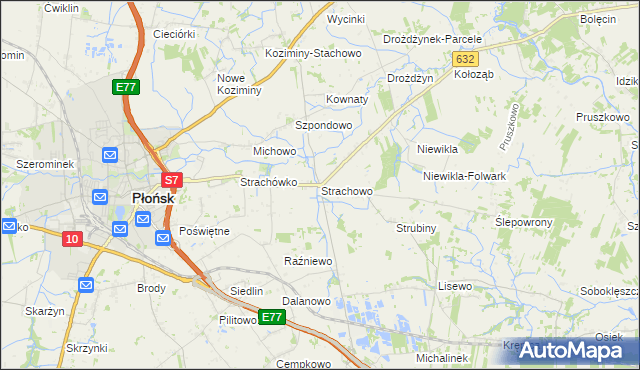 mapa Strachowo, Strachowo na mapie Targeo