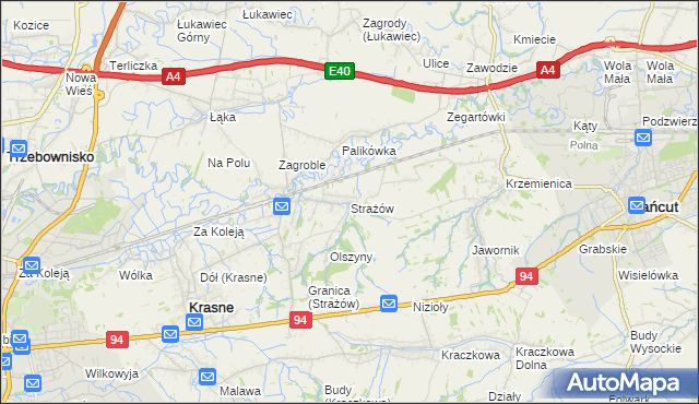 mapa Strażów, Strażów na mapie Targeo