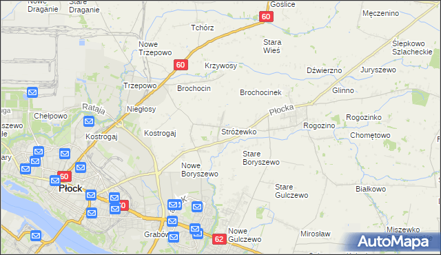 mapa Stróżewko gmina Radzanowo, Stróżewko gmina Radzanowo na mapie Targeo