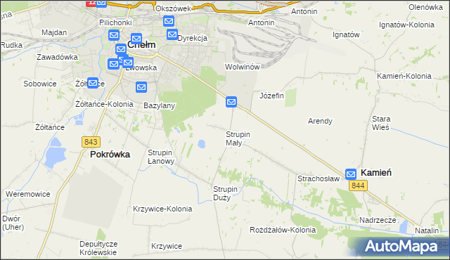 mapa Strupin Mały, Strupin Mały na mapie Targeo
