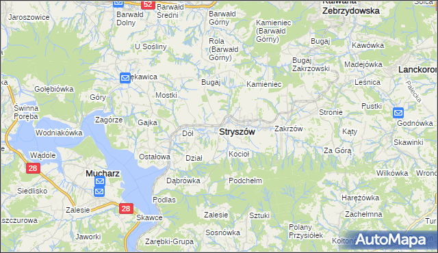 mapa Stryszów, Stryszów na mapie Targeo
