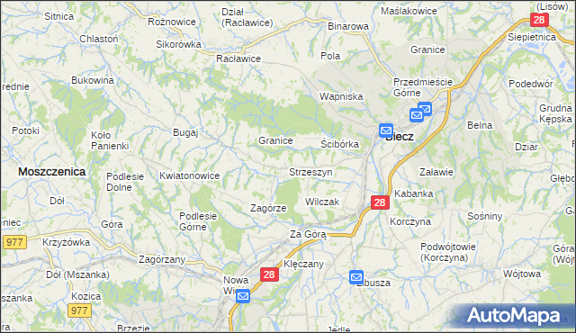 mapa Strzeszyn gmina Biecz, Strzeszyn gmina Biecz na mapie Targeo