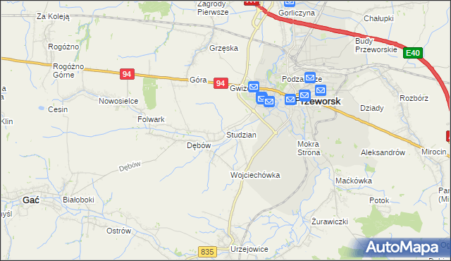 mapa Studzian, Studzian na mapie Targeo