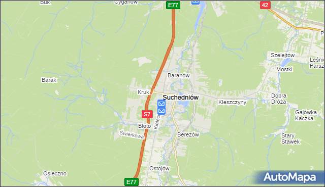 mapa Suchedniów, Suchedniów na mapie Targeo