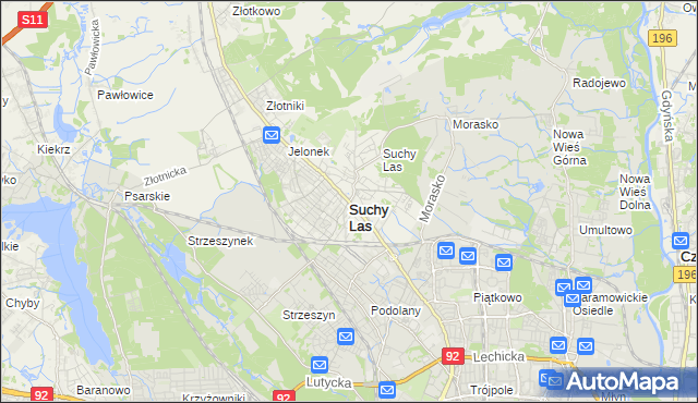 mapa Suchy Las powiat poznański, Suchy Las powiat poznański na mapie Targeo