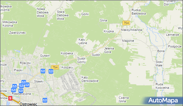 mapa Sudół gmina Bodzechów, Sudół gmina Bodzechów na mapie Targeo
