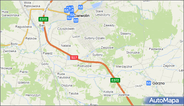 mapa Sulbiny, Sulbiny na mapie Targeo