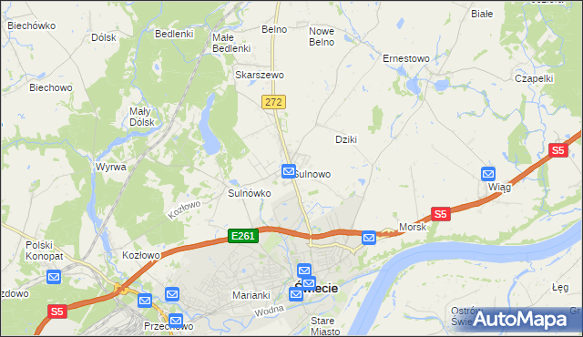 mapa Sulnowo, Sulnowo na mapie Targeo