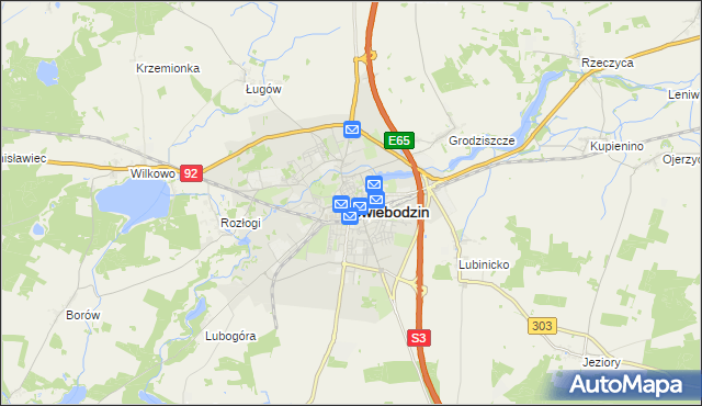 mapa Świebodzin, Świebodzin na mapie Targeo