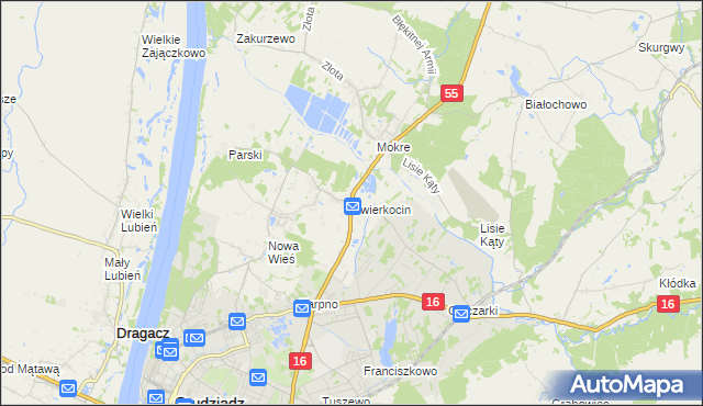 mapa Świerkocin gmina Grudziądz, Świerkocin gmina Grudziądz na mapie Targeo