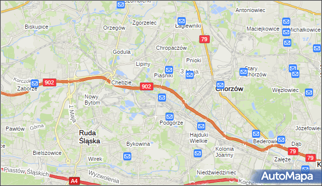 mapa Świętochłowice, Świętochłowice na mapie Targeo