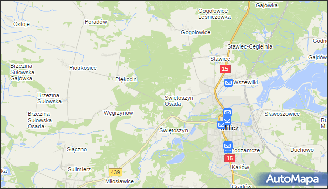 mapa Świętoszyn Osada, Świętoszyn Osada na mapie Targeo