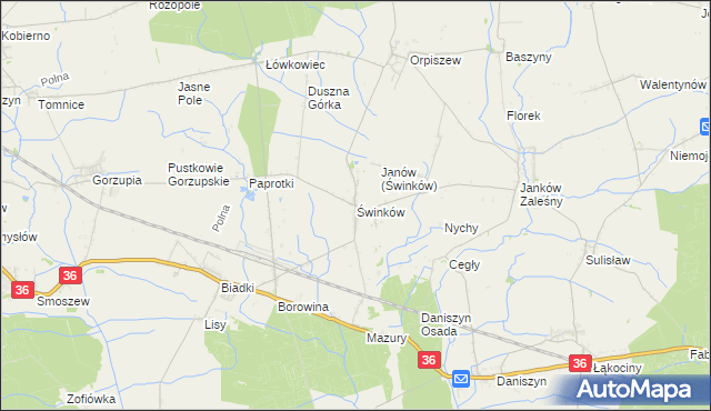 mapa Świnków gmina Krotoszyn, Świnków gmina Krotoszyn na mapie Targeo