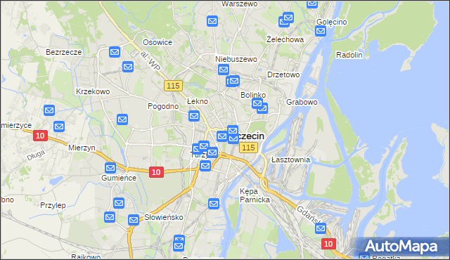 mapa Szczecina, Szczecin na mapie Targeo
