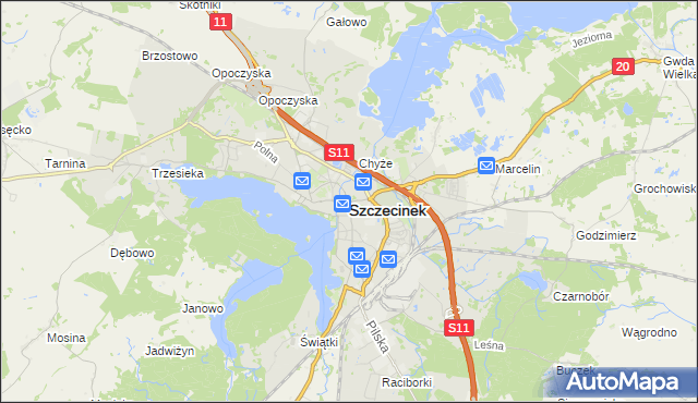 mapa Szczecinek, Szczecinek na mapie Targeo