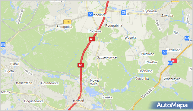 mapa Szczejkowice, Szczejkowice na mapie Targeo