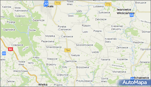 mapa Szczodrkowice, Szczodrkowice na mapie Targeo