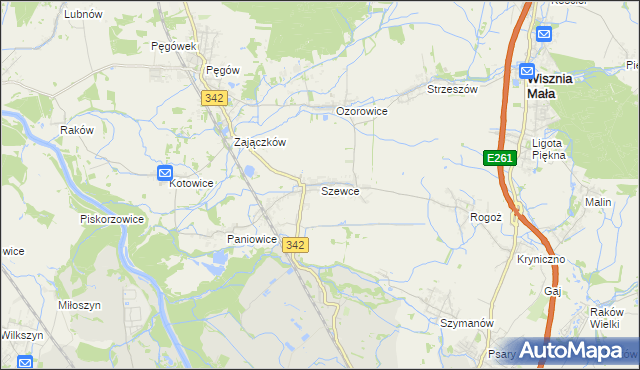 mapa Szewce gmina Wisznia Mała, Szewce gmina Wisznia Mała na mapie Targeo