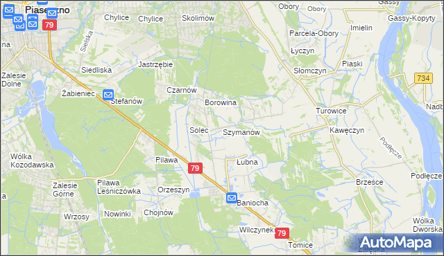 mapa Szymanów gmina Góra Kalwaria, Szymanów gmina Góra Kalwaria na mapie Targeo