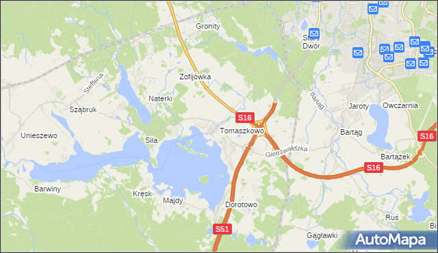 mapa Tomaszkowo, Tomaszkowo na mapie Targeo