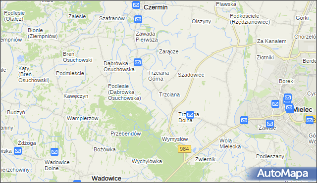 mapa Trzciana gmina Czermin, Trzciana gmina Czermin na mapie Targeo