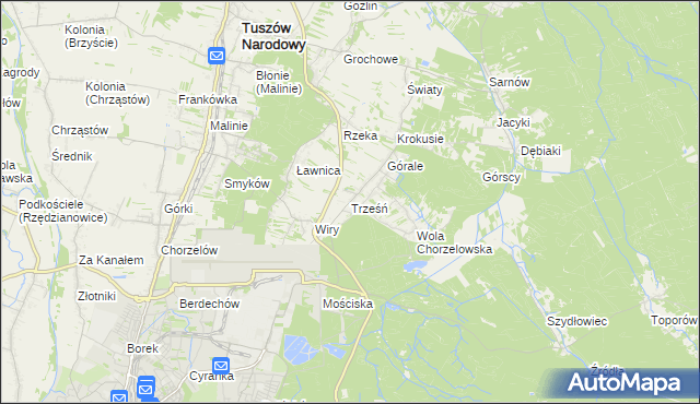 mapa Trześń gmina Mielec, Trześń gmina Mielec na mapie Targeo