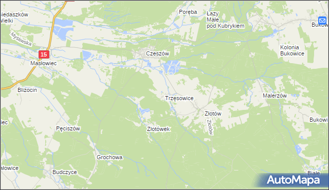 mapa Trzęsowice, Trzęsowice na mapie Targeo