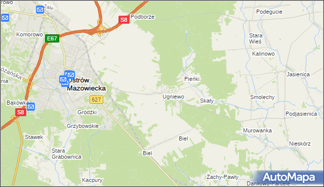 mapa Ugniewo, Ugniewo na mapie Targeo