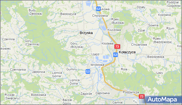 mapa Ujazd gmina Brzyska, Ujazd gmina Brzyska na mapie Targeo