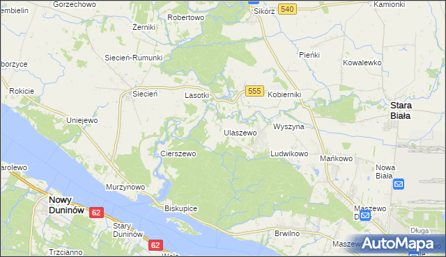 mapa Ulaszewo, Ulaszewo na mapie Targeo