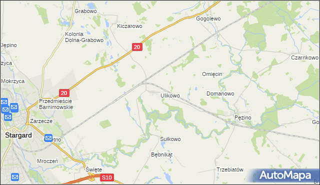 mapa Ulikowo, Ulikowo na mapie Targeo