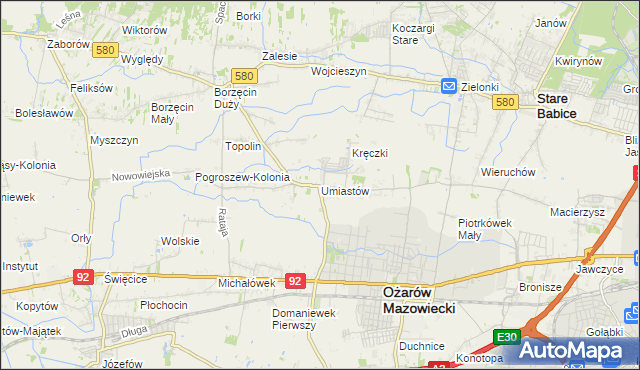 mapa Umiastów, Umiastów na mapie Targeo