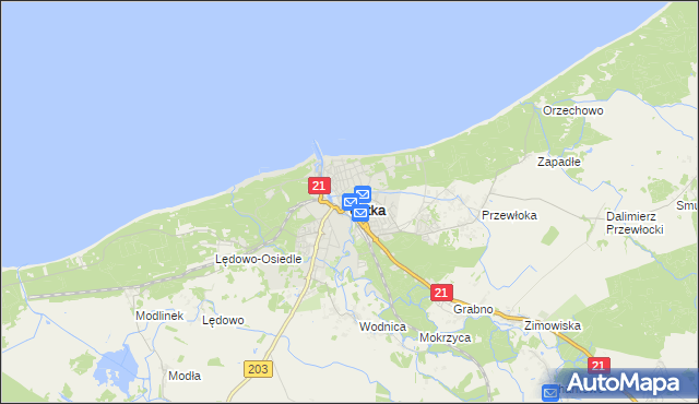 mapa Ustka, Ustka na mapie Targeo