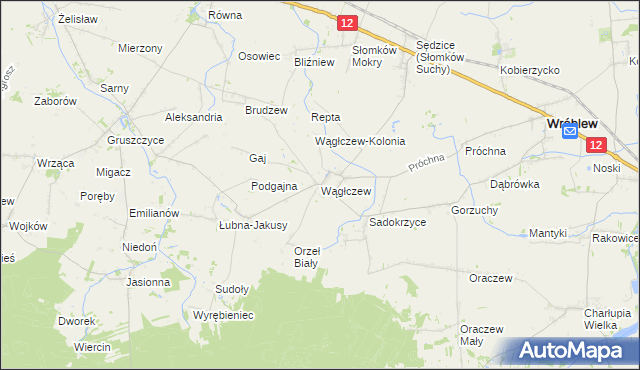 mapa Wągłczew, Wągłczew na mapie Targeo
