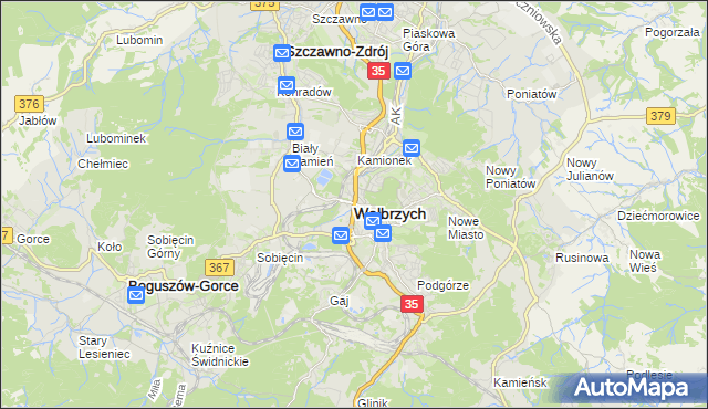 mapa Wałbrzycha, Wałbrzych na mapie Targeo