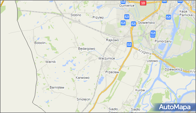 mapa Warzymice, Warzymice na mapie Targeo