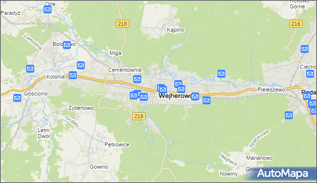 mapa Wejherowo, Wejherowo na mapie Targeo