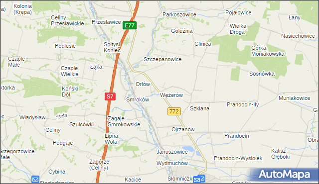 mapa Wężerów, Wężerów na mapie Targeo