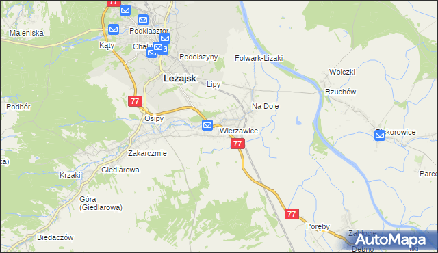 mapa Wierzawice, Wierzawice na mapie Targeo