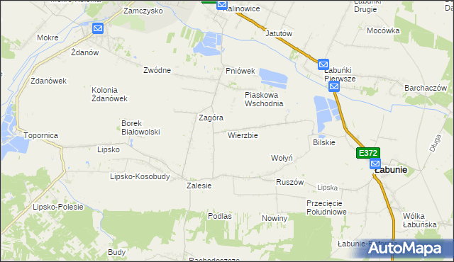 mapa Wierzbie gmina Łabunie, Wierzbie gmina Łabunie na mapie Targeo