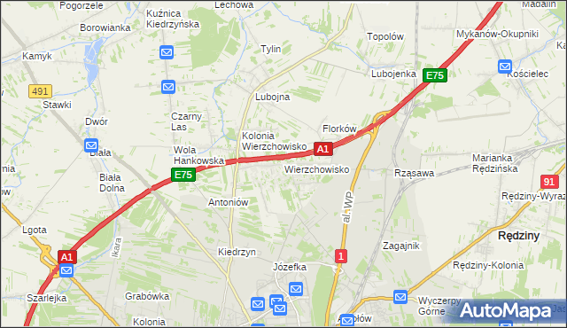 mapa Wierzchowisko gmina Mykanów, Wierzchowisko gmina Mykanów na mapie Targeo